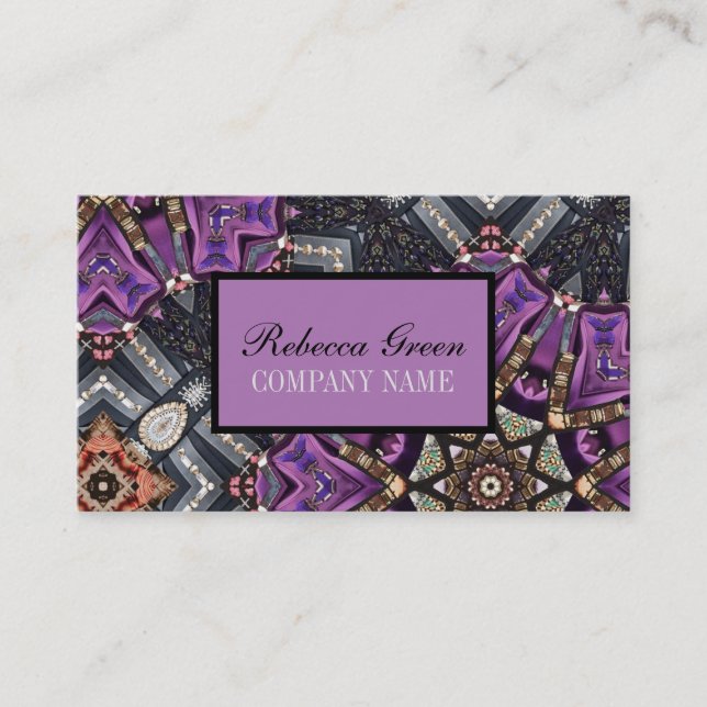 massage therapist Yoga Purple bohemian Business Card (Front)