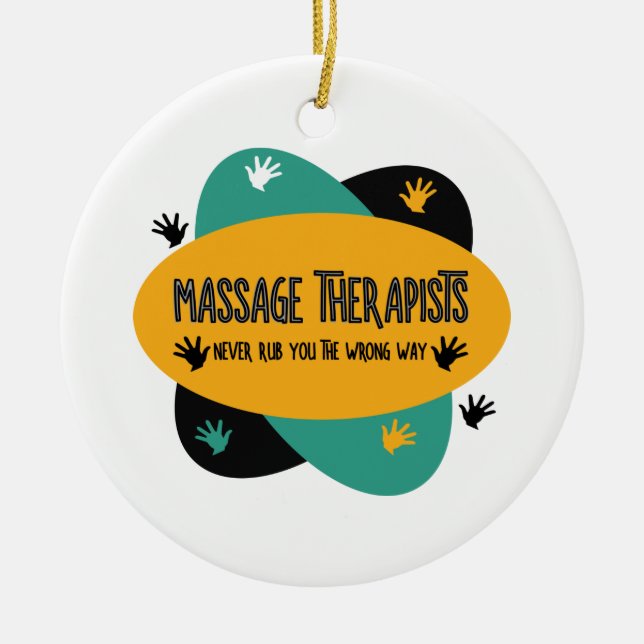 Massage Therapists Hands Rub Colourful  Ceramic Tree Decoration (Front)