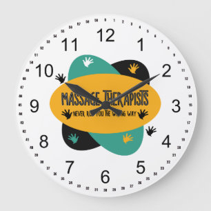 Massage Therapists Hands Rub Colourful  Large Clock