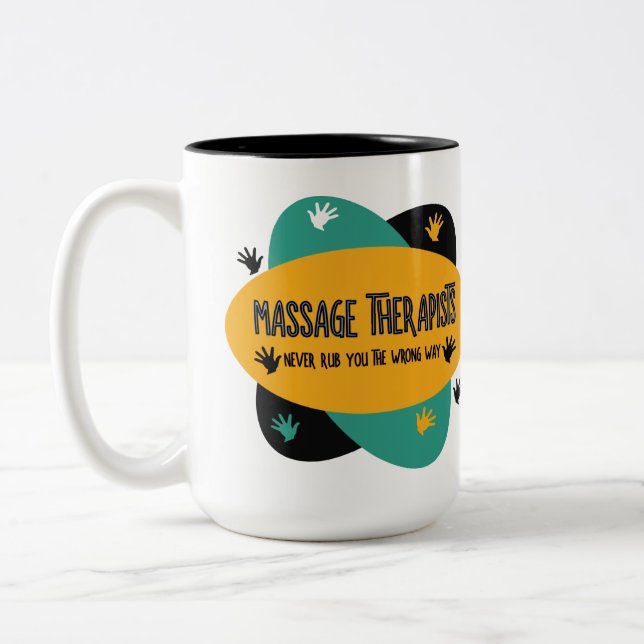 Massage Therapists Hands Rub Colourful Two-Tone Coffee Mug (Left)