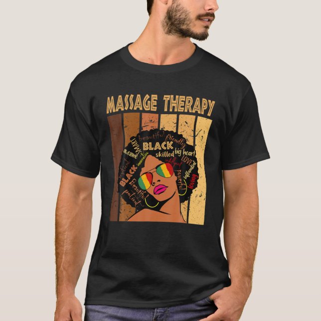 Massage Therapy Afro African American Black Histor T-Shirt (Front)