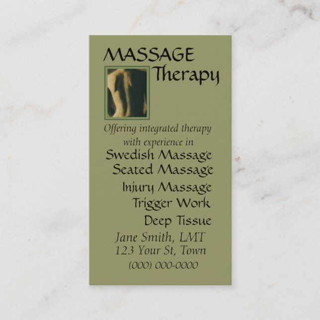 Massage Therapy Appointment Card (Front)