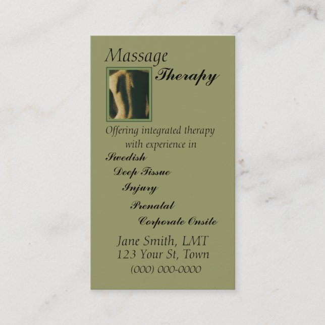 Massage Therapy Appointment Card (Front)