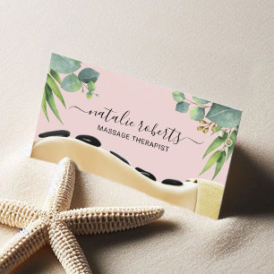 Massage Therapy Bodywork Greenery Spa Pink Business Card