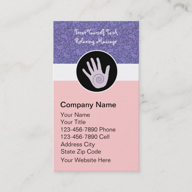 Massage Therapy Business Cards (Front)