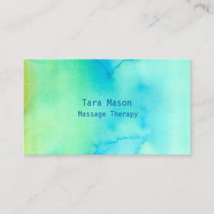 Massage Therapy Calm Green Watercolor Wash Business Card