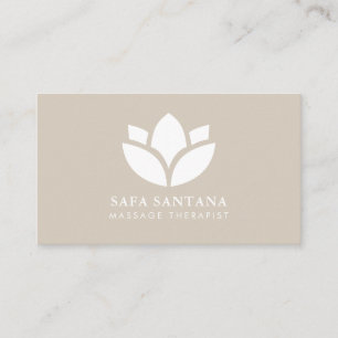 Massage Therapy chiropractor Lotus Flower Beige Business Card