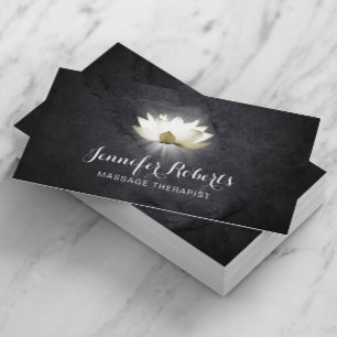 Massage Therapy Elegant Lotus Healing Salon Business Card