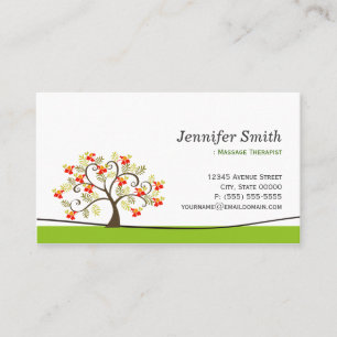 Massage Therapy - Elegant Swirl Wish Tree Symbol Business Card