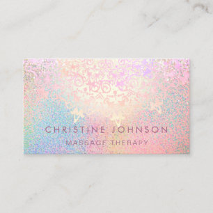 massage therapy faux colourful glitter decor business card