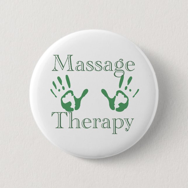 Massage therapy hand prints 6 cm round badge (Front)