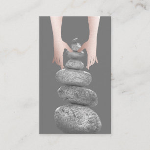 Massage Therapy Hands Balanced Rocks Wellness Spa Business Card