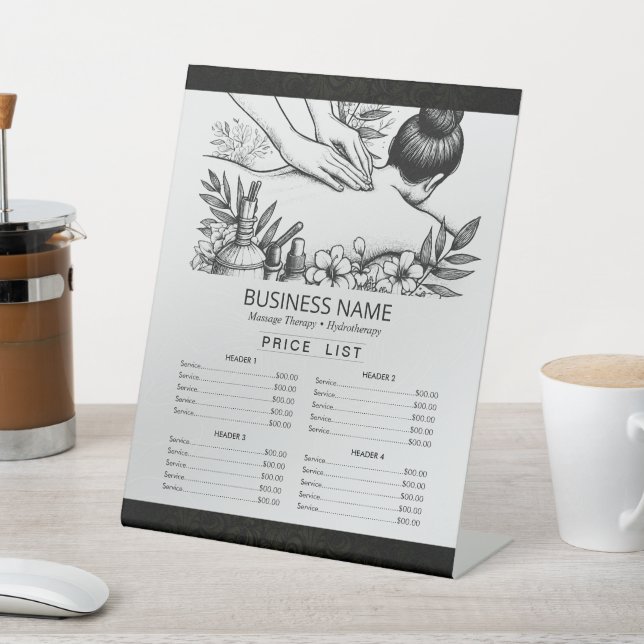 Massage Therapy Healing Hand Energy Spa Price List Pedestal Sign (In SItu)