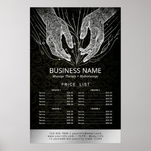 Massage Therapy Healing Hand Energy Spa Price List Poster