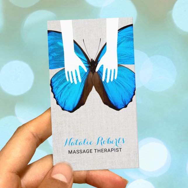 Massage Therapy Healing Hands & Butterfly Spa Business Card (Creator Uploaded)