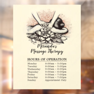 Massage Therapy Healing Hands Energy Opening Hours Window Cling