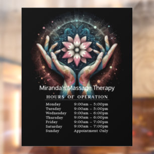 Massage Therapy Healing Hands Energy Opening Hours Window Cling
