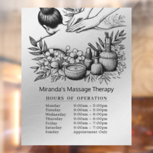 Massage Therapy Healing Hands Energy Opening Hours Window Cling