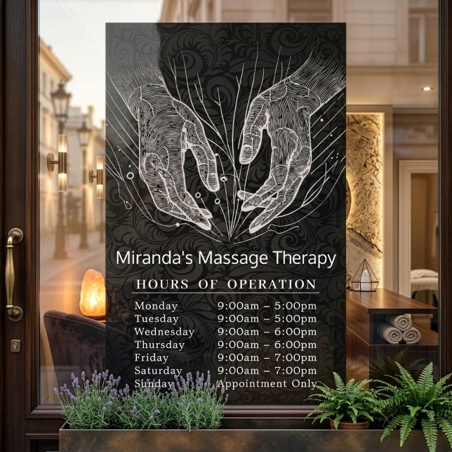Massage Therapy Healing Hands Energy Opening Hours Window Cling (Creator Uploaded)