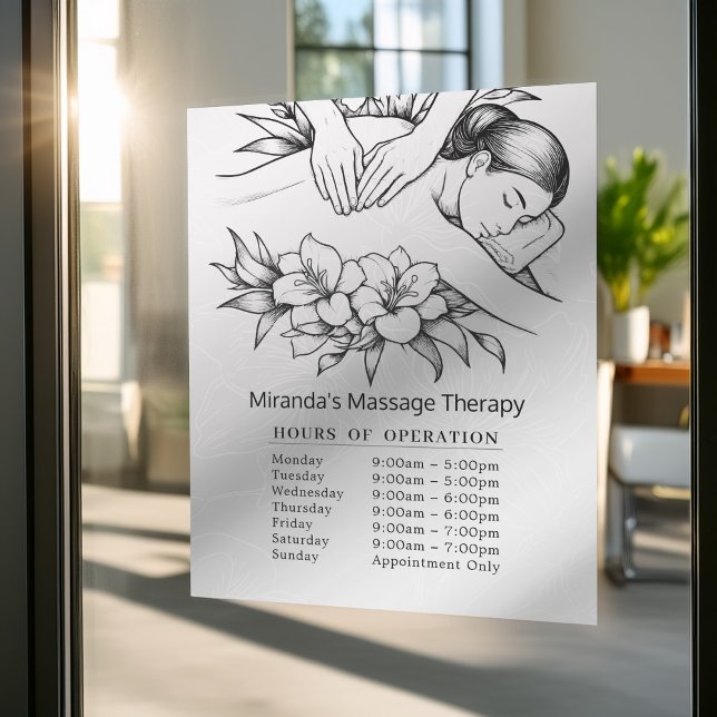 Massage Therapy Healing Hands Energy Opening Hours Window Cling (Creator Uploaded)