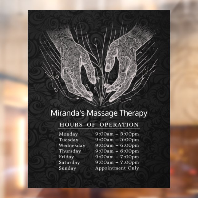 Massage Therapy Healing Hands Energy Opening Hours Window Cling (Sheet 2)