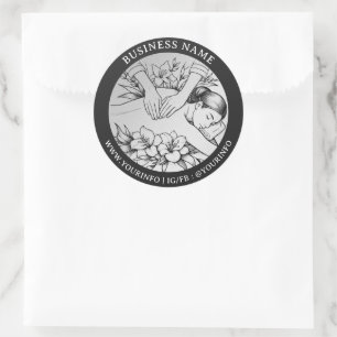 Massage Therapy Healing Hands Energy Spa Thank you Classic Round Sticker