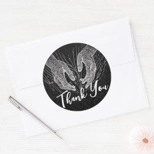 Massage Therapy Healing Hands Energy Spa Thank you Classic Round Sticker