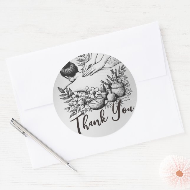 Massage Therapy Healing Hands Energy Spa Thank you Classic Round Sticker (Envelope)