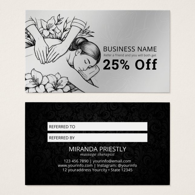 Massage Therapy Healing Hands Energy Spa Wellness (Front & Back)