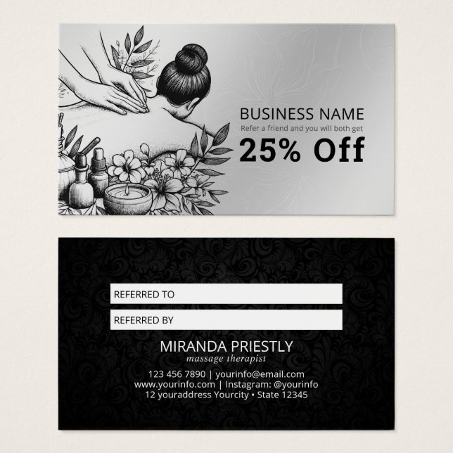 Massage Therapy Healing Hands Energy Spa Wellness (Front & Back)