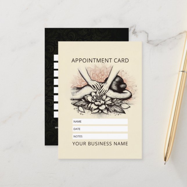 Massage Therapy Healing Hands Energy Spa Wellness Appointment Card (Front/Back In Situ)