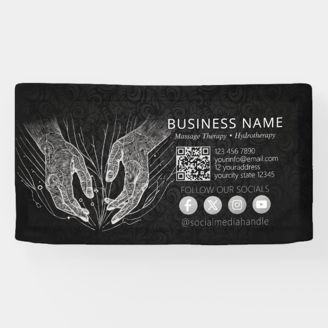 Massage Therapy Healing Hands Energy Spa Wellness Banner (Horizontal)