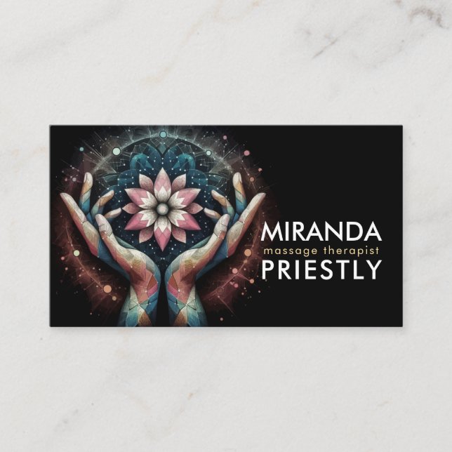 Massage Therapy Healing Hands Energy Spa Wellness Business Card (Front)