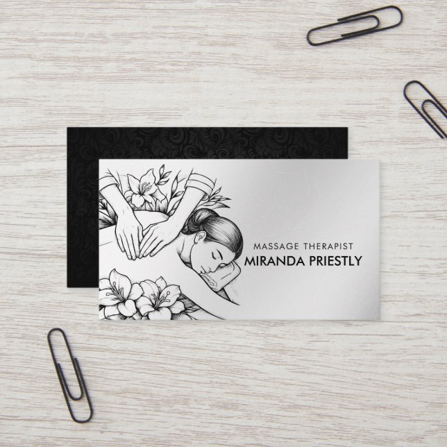 Massage Therapy Healing Hands Energy Spa Wellness Business Card (Front/Back In Situ)