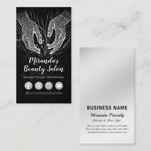 Massage Therapy Healing Hands Energy Spa Wellness Business Card (Front/Back)