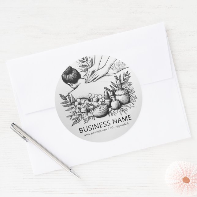 Massage Therapy Healing Hands Energy Spa Wellness Classic Round Sticker (Envelope)