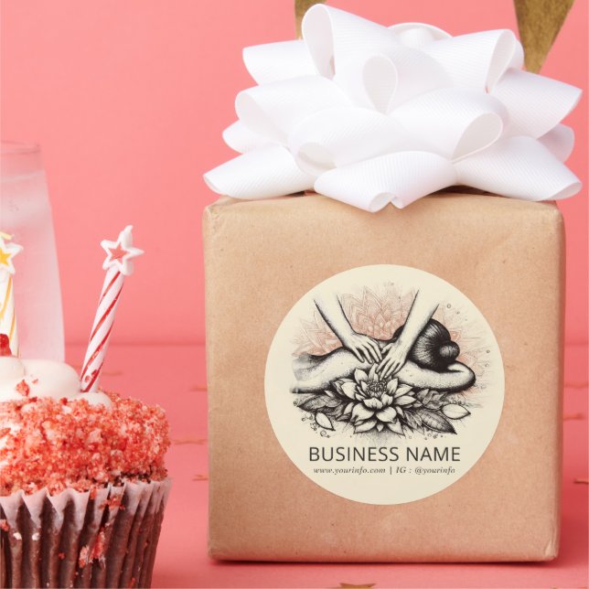 Massage Therapy Healing Hands Energy Spa Wellness Classic Round Sticker (Party)