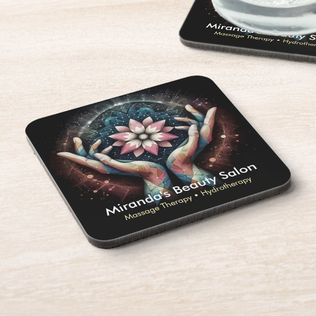 Massage Therapy Healing Hands Energy Spa Wellness Coaster (Left Side)