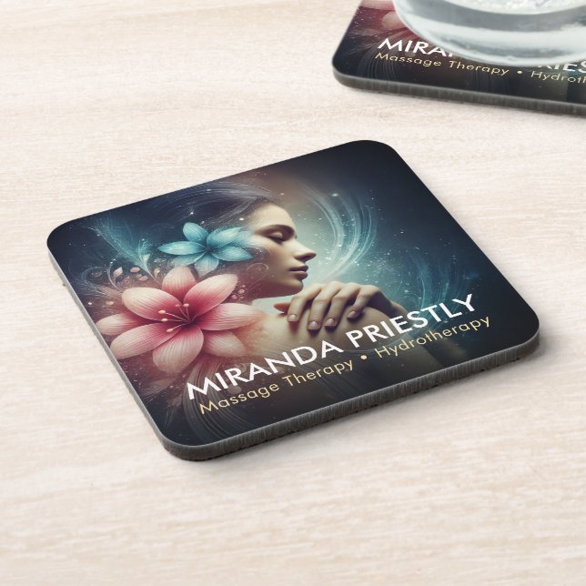 Massage Therapy Healing Hands Energy Spa Wellness Coaster (Left Side)