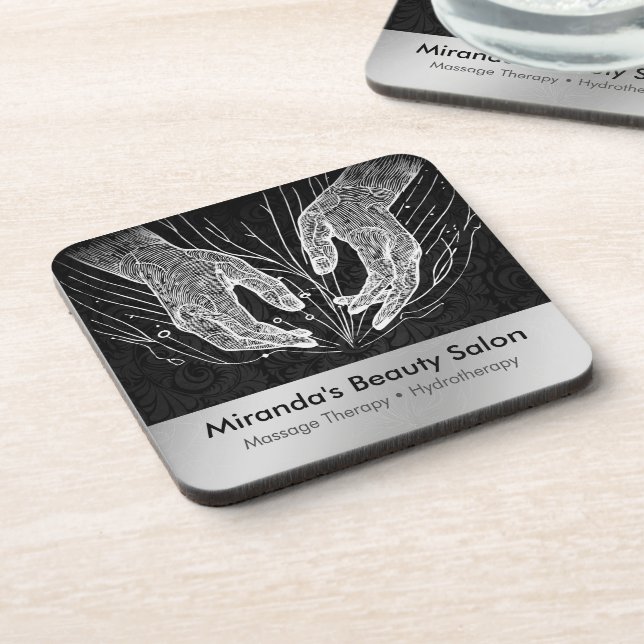 Massage Therapy Healing Hands Energy Spa Wellness Coaster (Left Side)