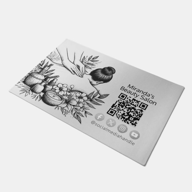 Massage Therapy Healing Hands Energy Spa Wellness Doormat (Angled)