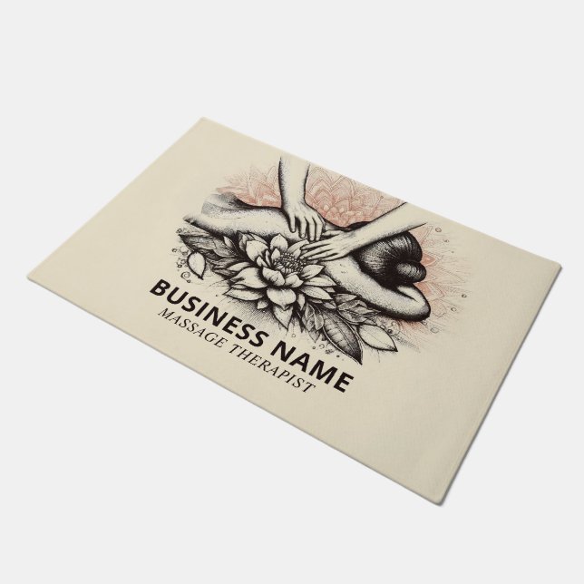 Massage Therapy Healing Hands Energy Spa Wellness Doormat (Angled)