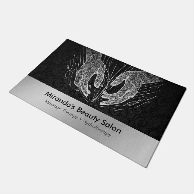 Massage Therapy Healing Hands Energy Spa Wellness Doormat (Angled)