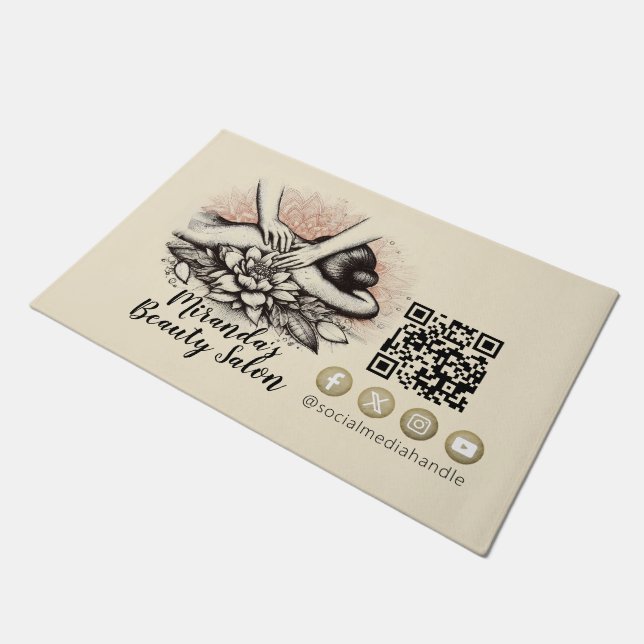 Massage Therapy Healing Hands Energy Spa Wellness Doormat (Angled)