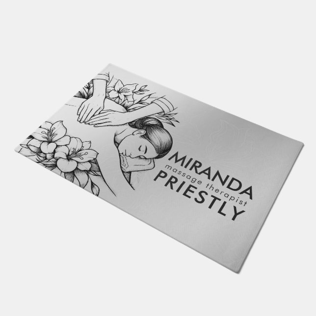 Massage Therapy Healing Hands Energy Spa Wellness Doormat (Angled)