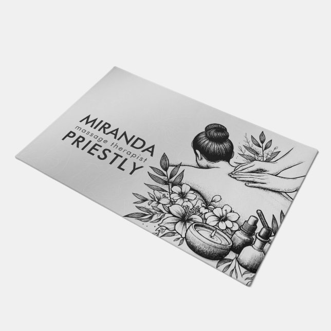 Massage Therapy Healing Hands Energy Spa Wellness Doormat (Angled)