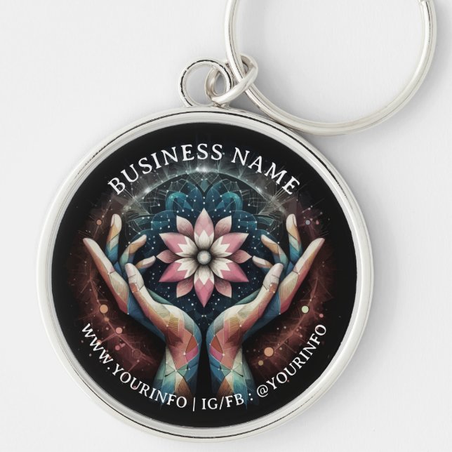 Massage Therapy Healing Hands Energy Spa Wellness Key Ring (Front)