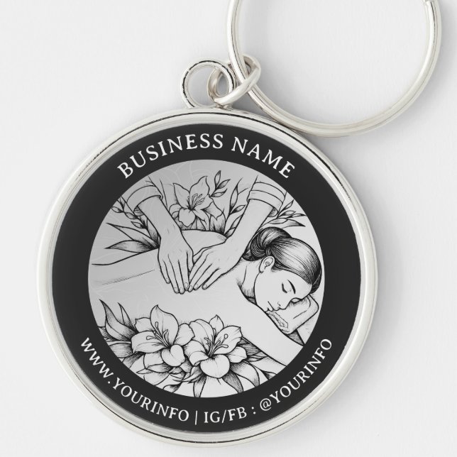 Massage Therapy Healing Hands Energy Spa Wellness Key Ring (Front)