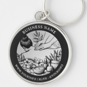 Massage Therapy Healing Hands Energy Spa Wellness Key Ring