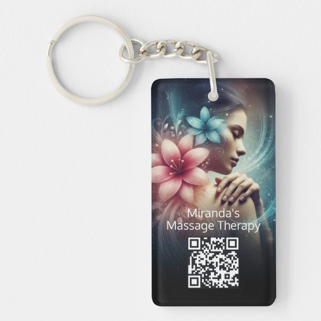 Massage Therapy Healing Hands Energy Spa Wellness Key Ring (Front)